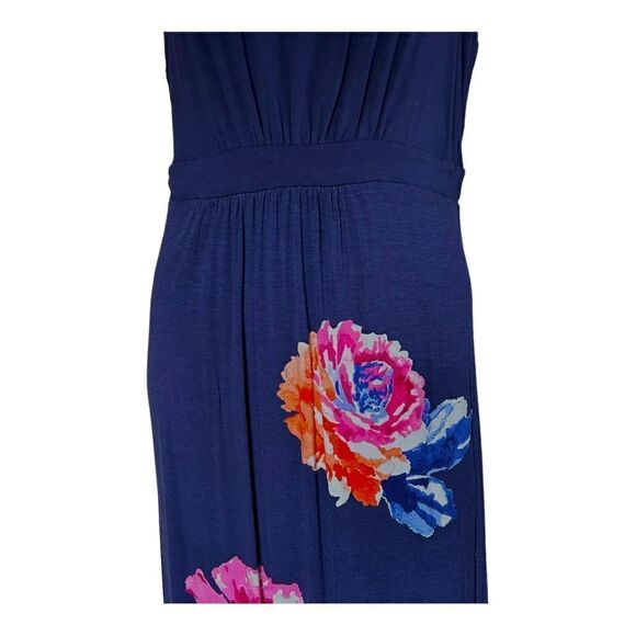 NEW Joules Tansy Maxi Dress Navy Pink Floral Cinched Waist Sleeveless Womens 12 - Picture 4 of 8